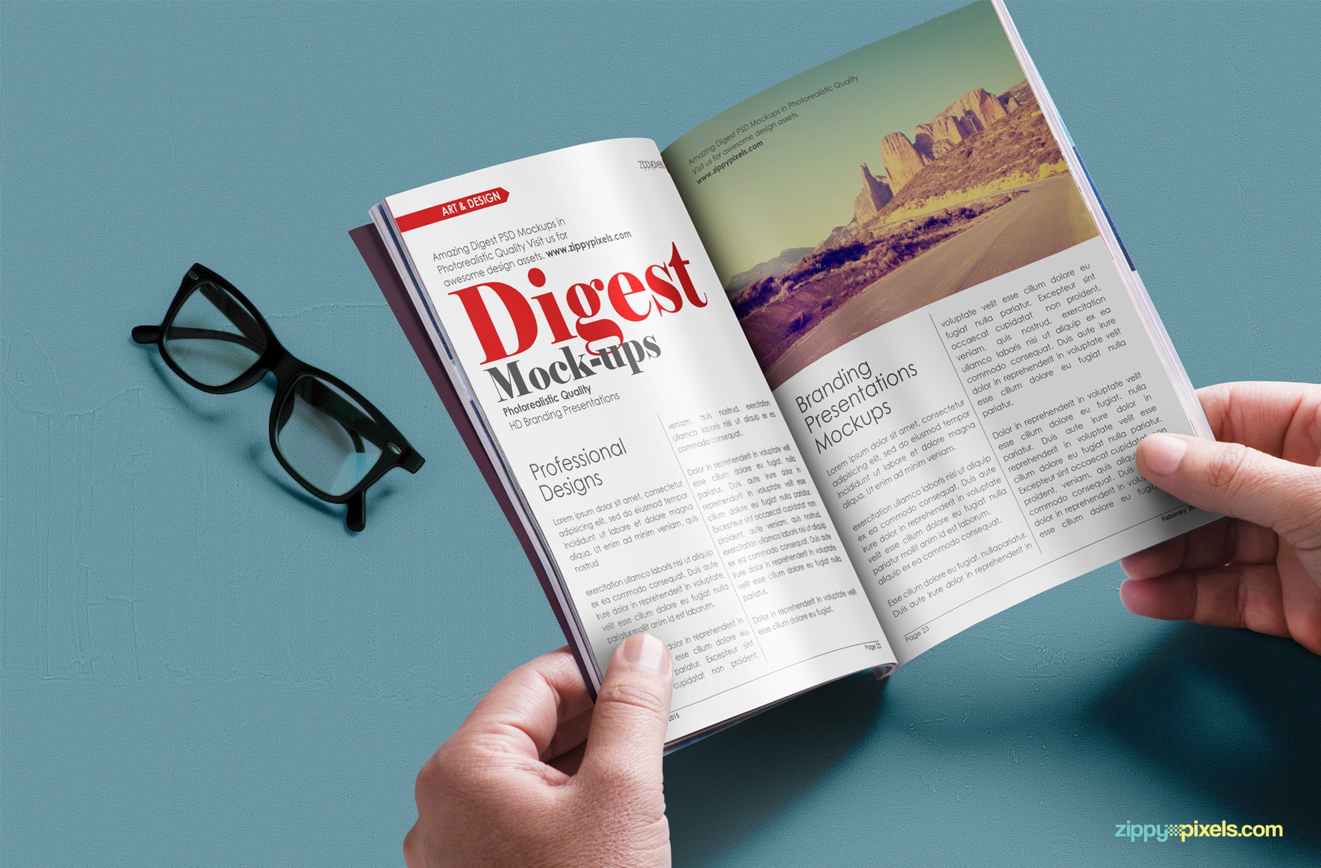 Free photorealistic paperback digest mockup for showcasing ad or page designs