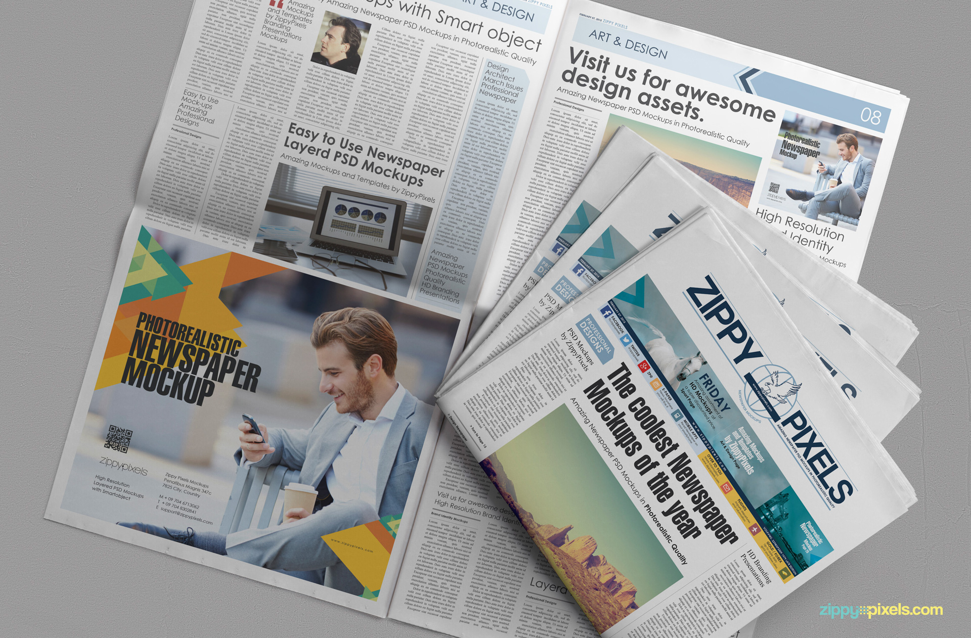 Free Photorealistic Newspaper Ad Mockup 01 824x542