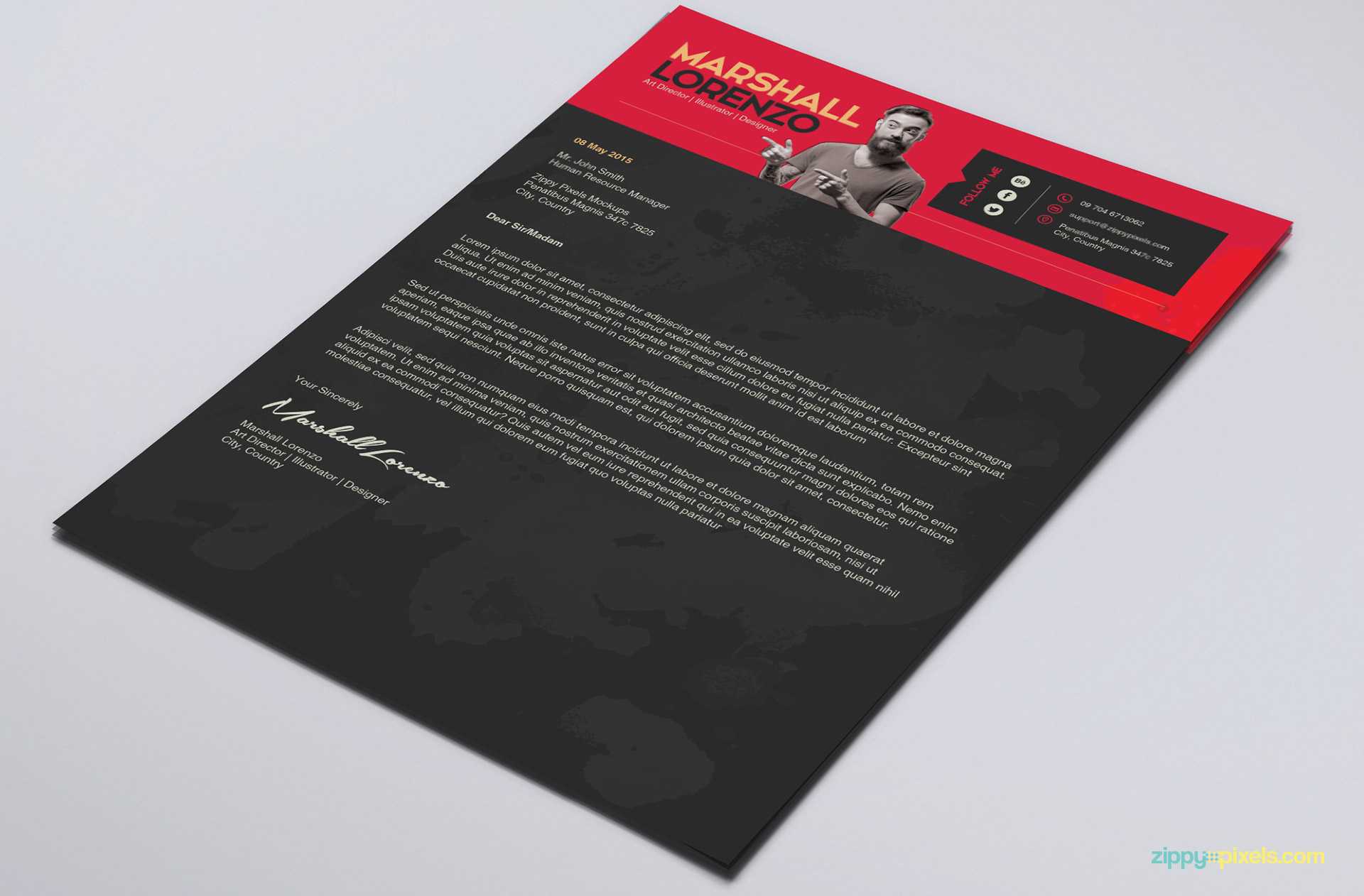 cover letter example  cover letter template psd