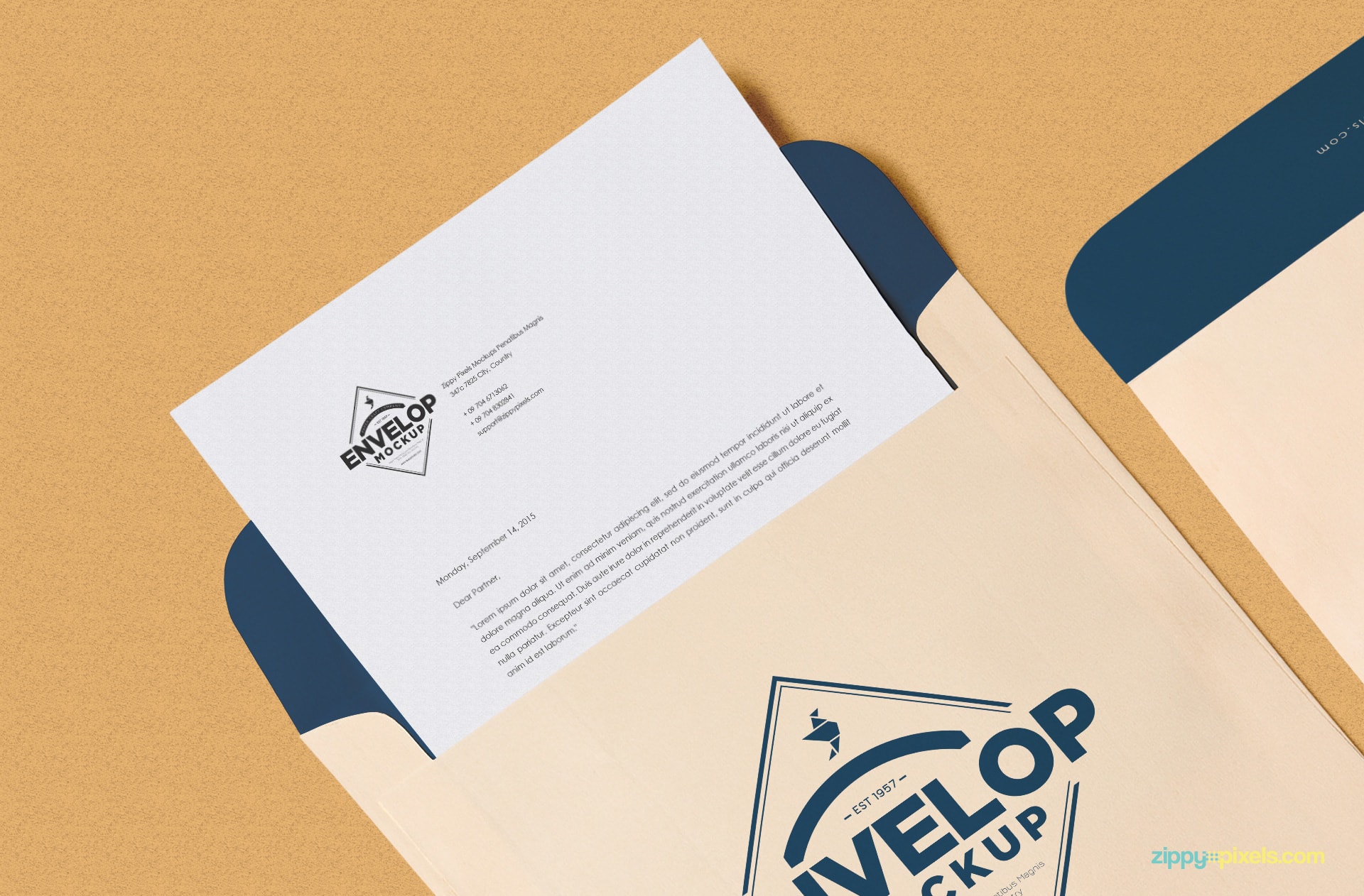 Download Free Envelope PSD Mockup + Letterhead Mockup | ZippyPixels PSD Mockup Templates
