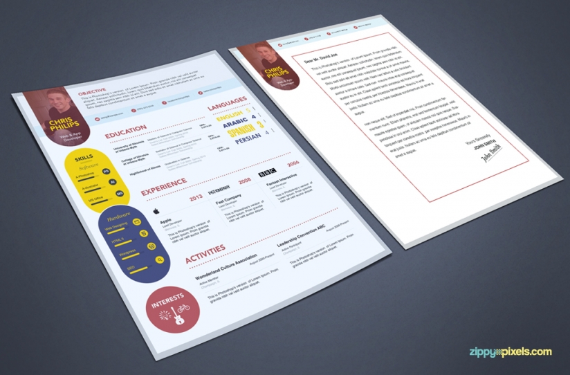 Free Psd Resume & Cover Letter Template| Zippypixels