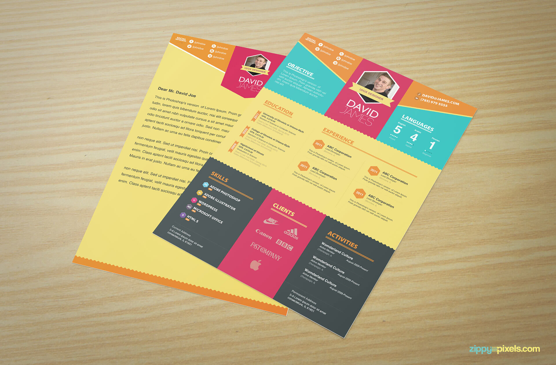 Colorful Creative Resume and Cover Letter Template