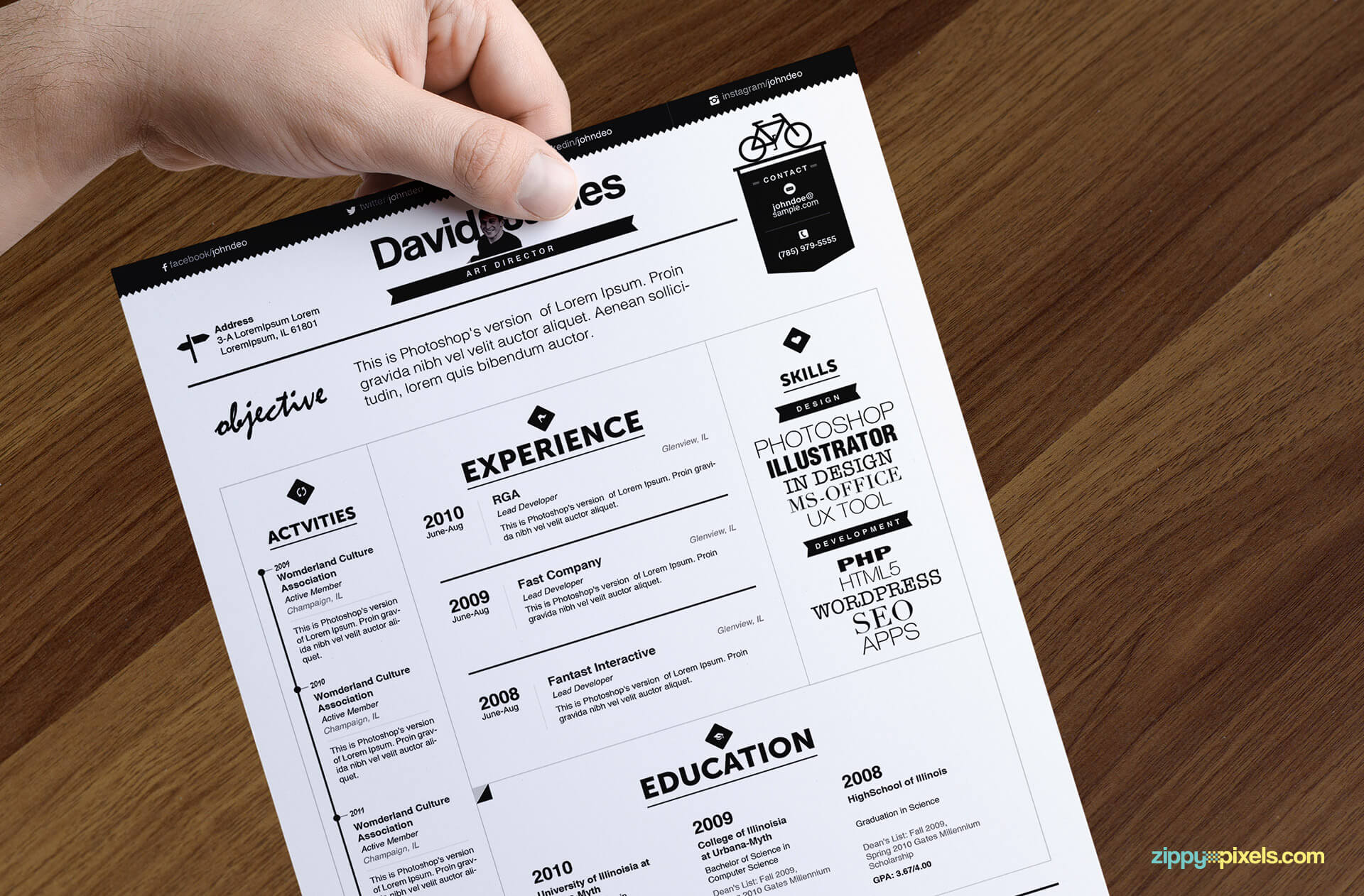 Executive Resume Template - White and Black Version