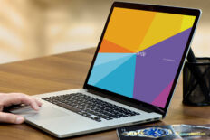 MacBook Pro Mockup Realistic Office Setup