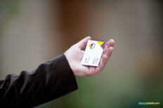 Professional Business Card Mockup in Hand Outdoors