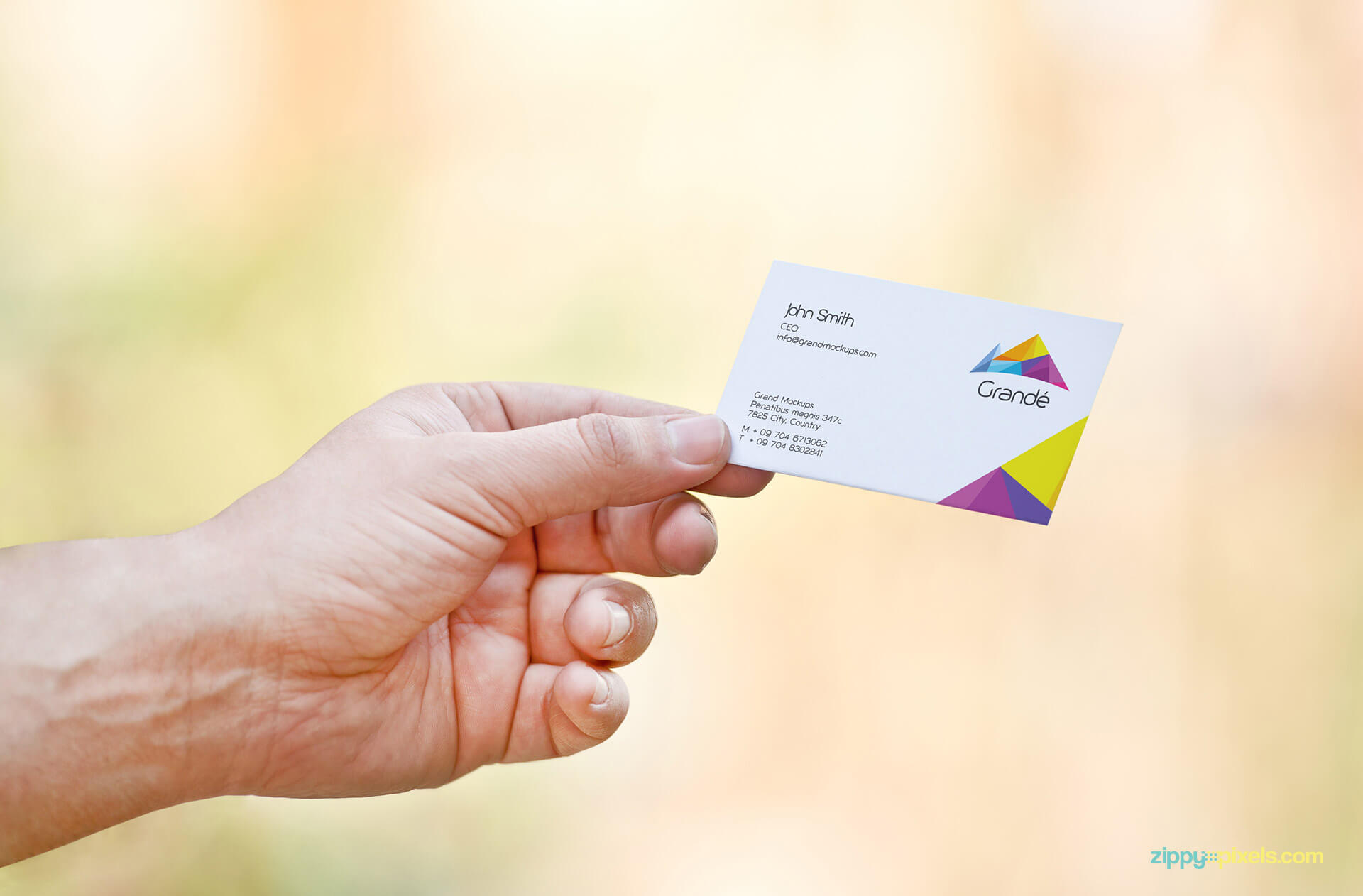 Business Card Mockup with hand