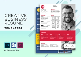 Creative Business Resume Template in MS Word, PSD & InDesign Formats
