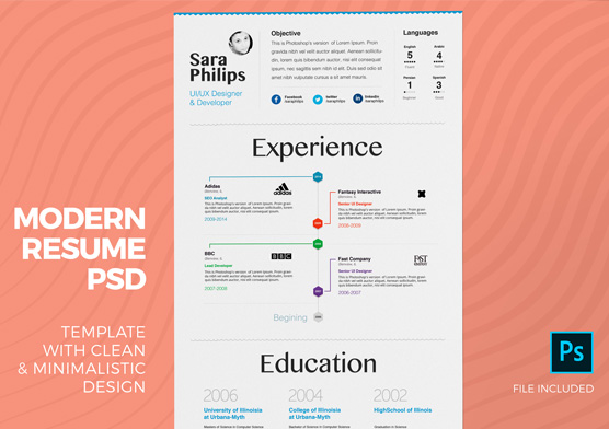 Creative Resume Template with Clean & Minimalistic design – 3 Color Versions