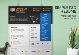 Simple PSD Resume Template for Designers in 3 Colors