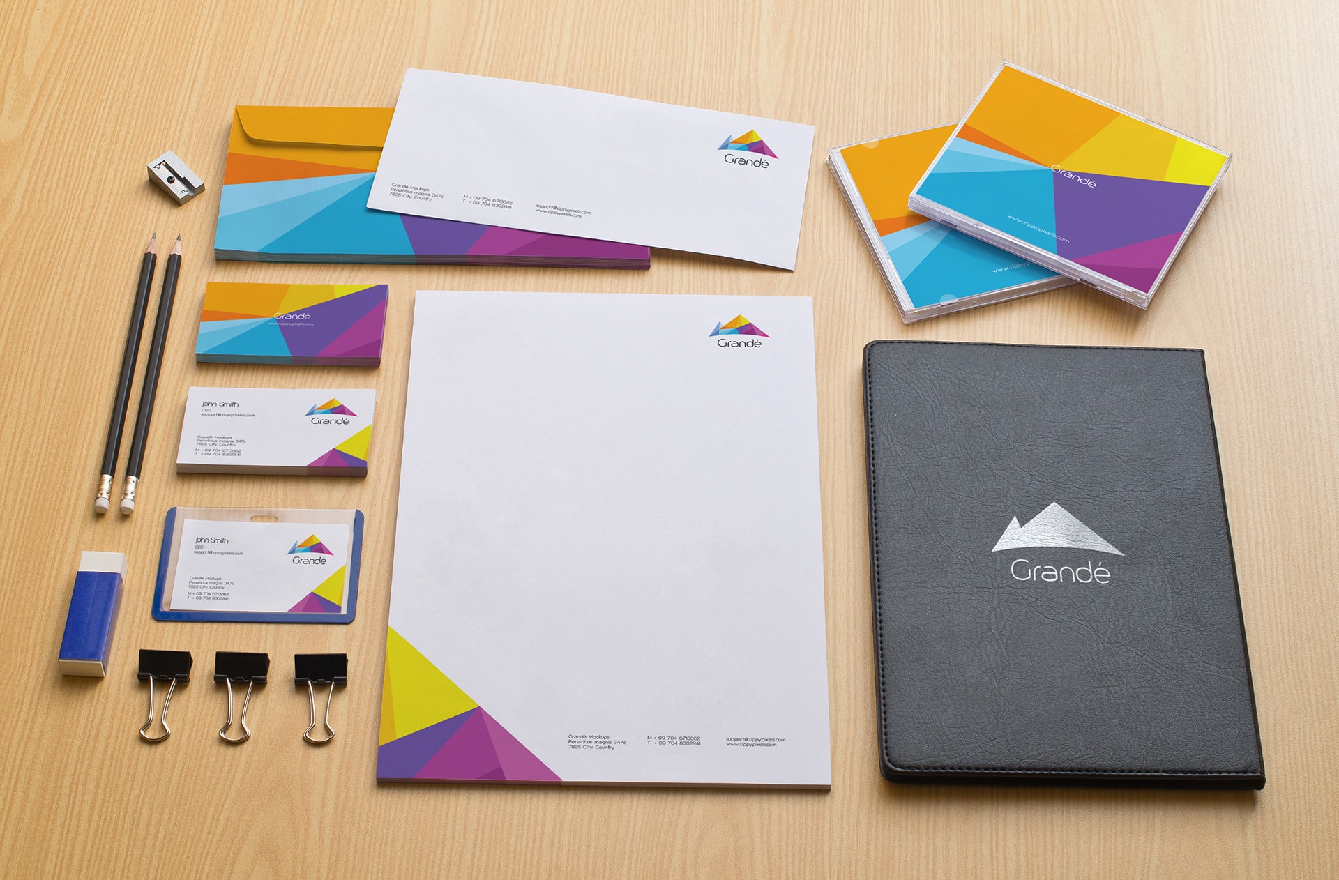 Free 8 Photorealistic Stationery PSD Mockups | ZippyPixels