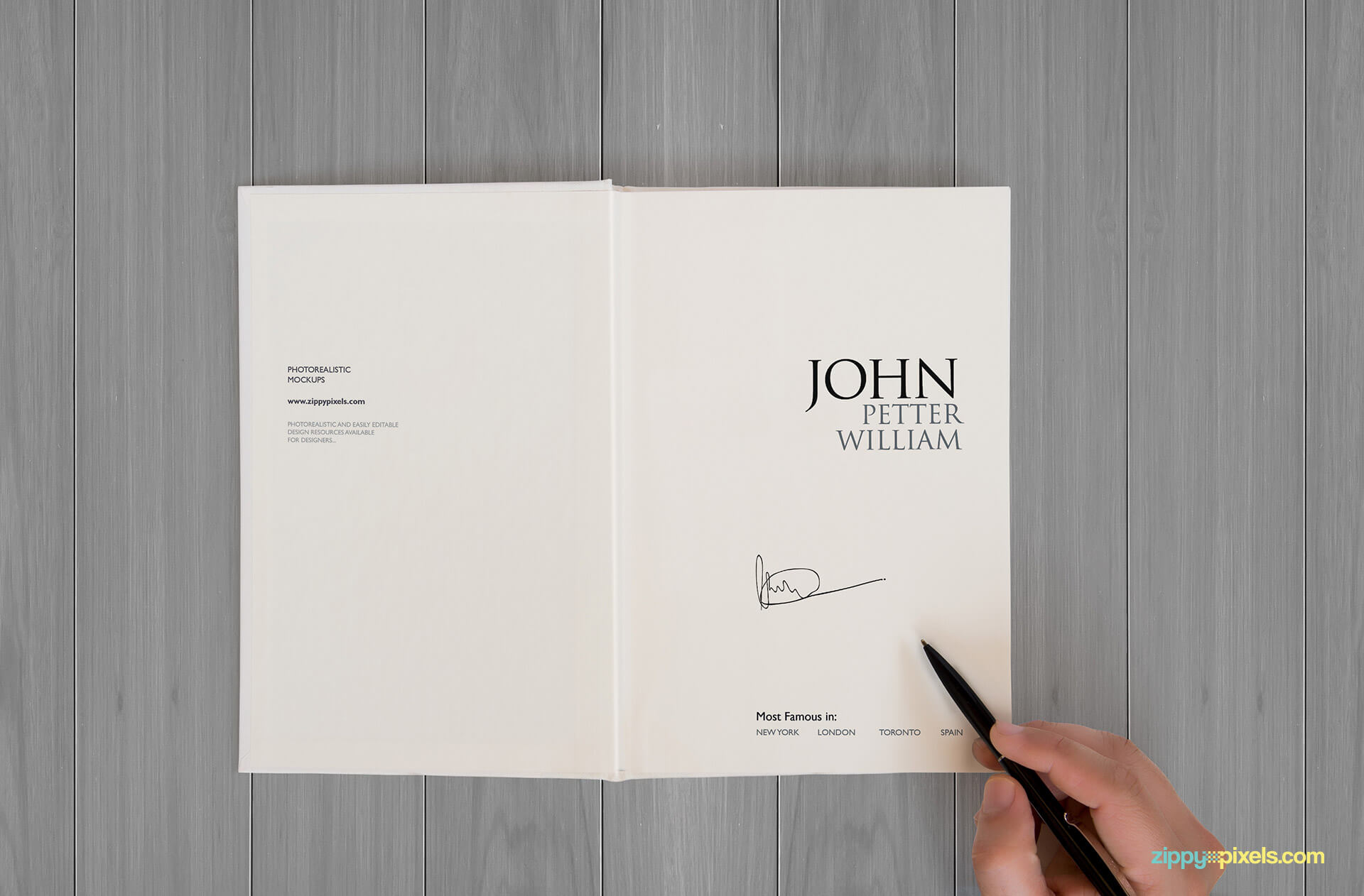 Hardcover Book Inner Page Mockup with Signature