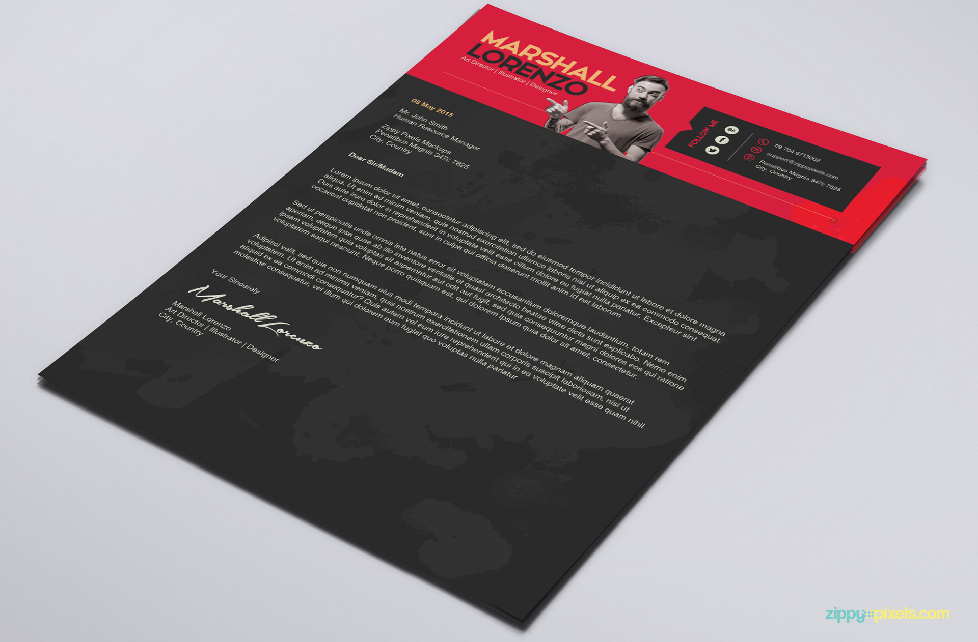 Creative Resume & Cover Letter Template for Designers (PSD & AI)