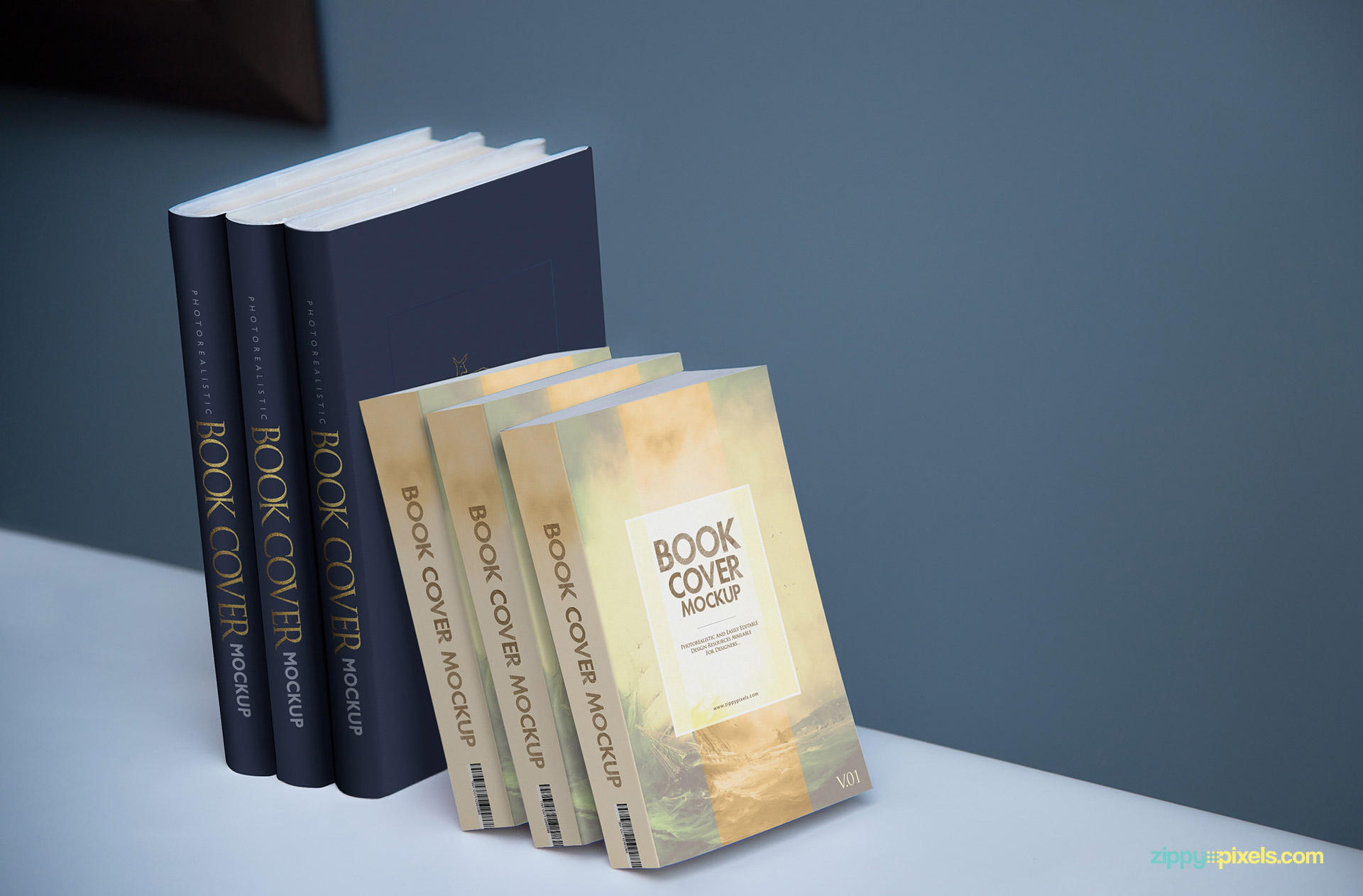 Softcover and Hardcover Book Mockup Set Display