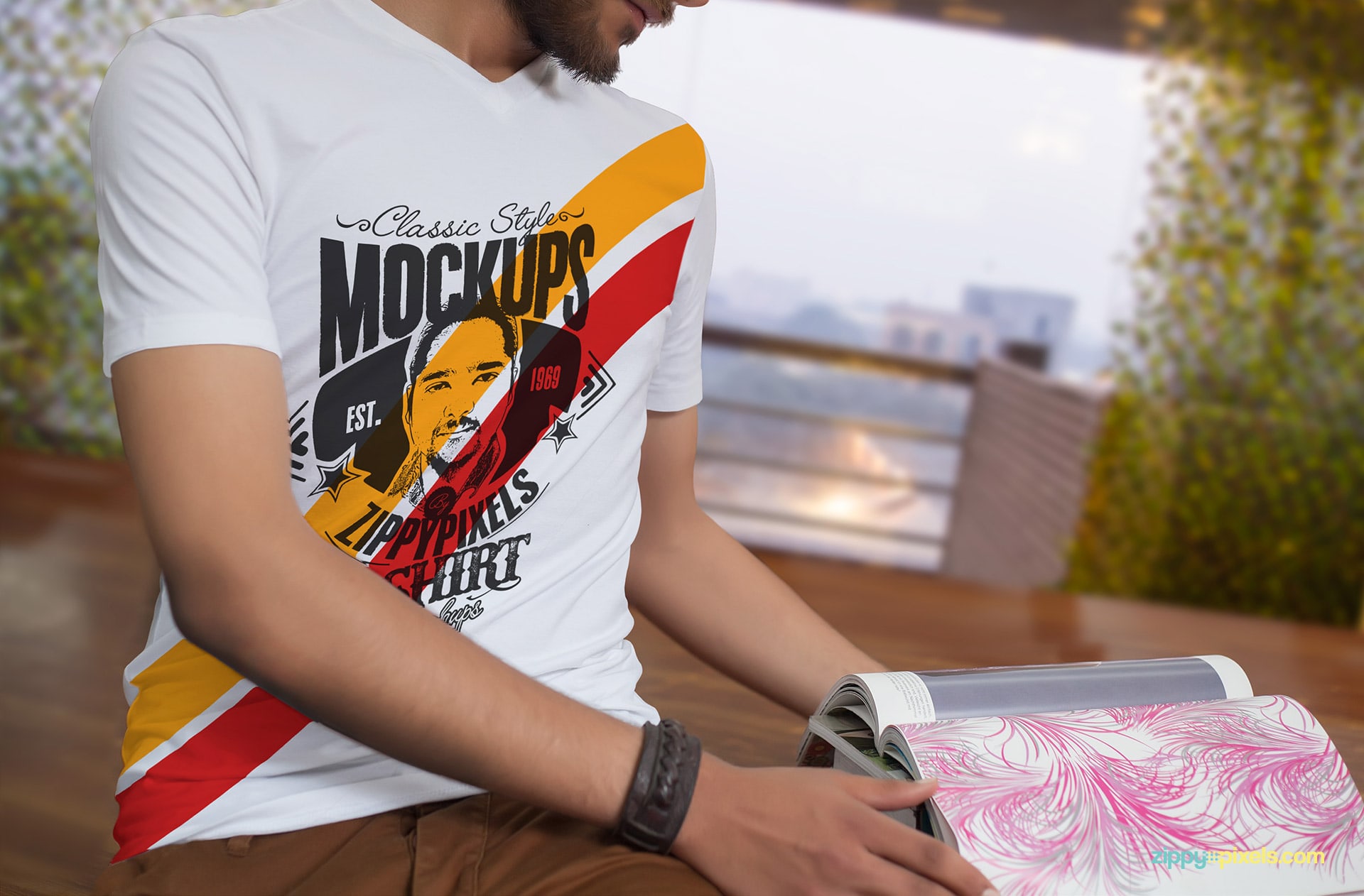 T-shirt Mockup for showcasing designs with customizable background