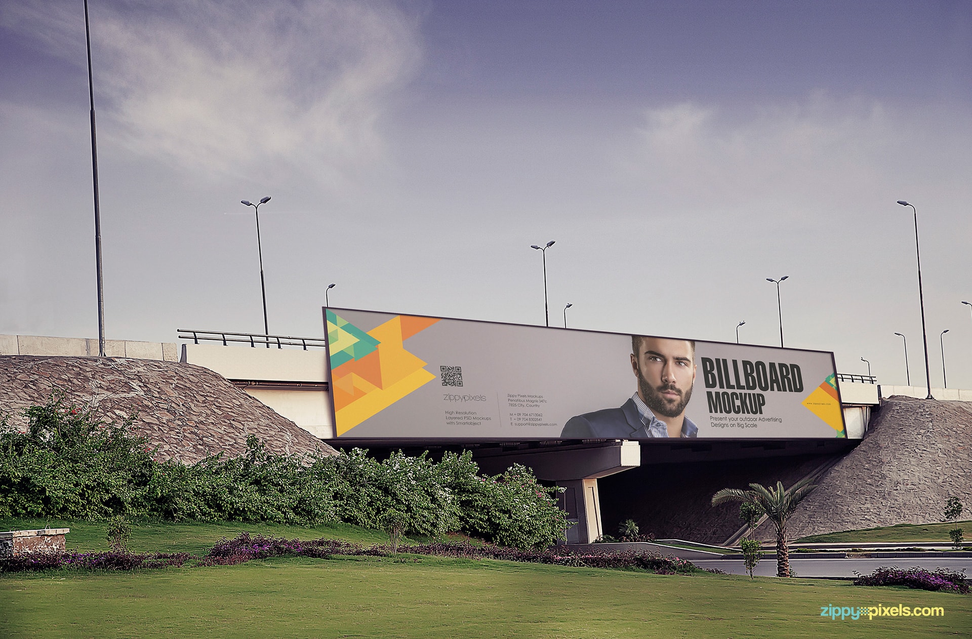 Billboard mockup for showing your billboard design on the side of the highway