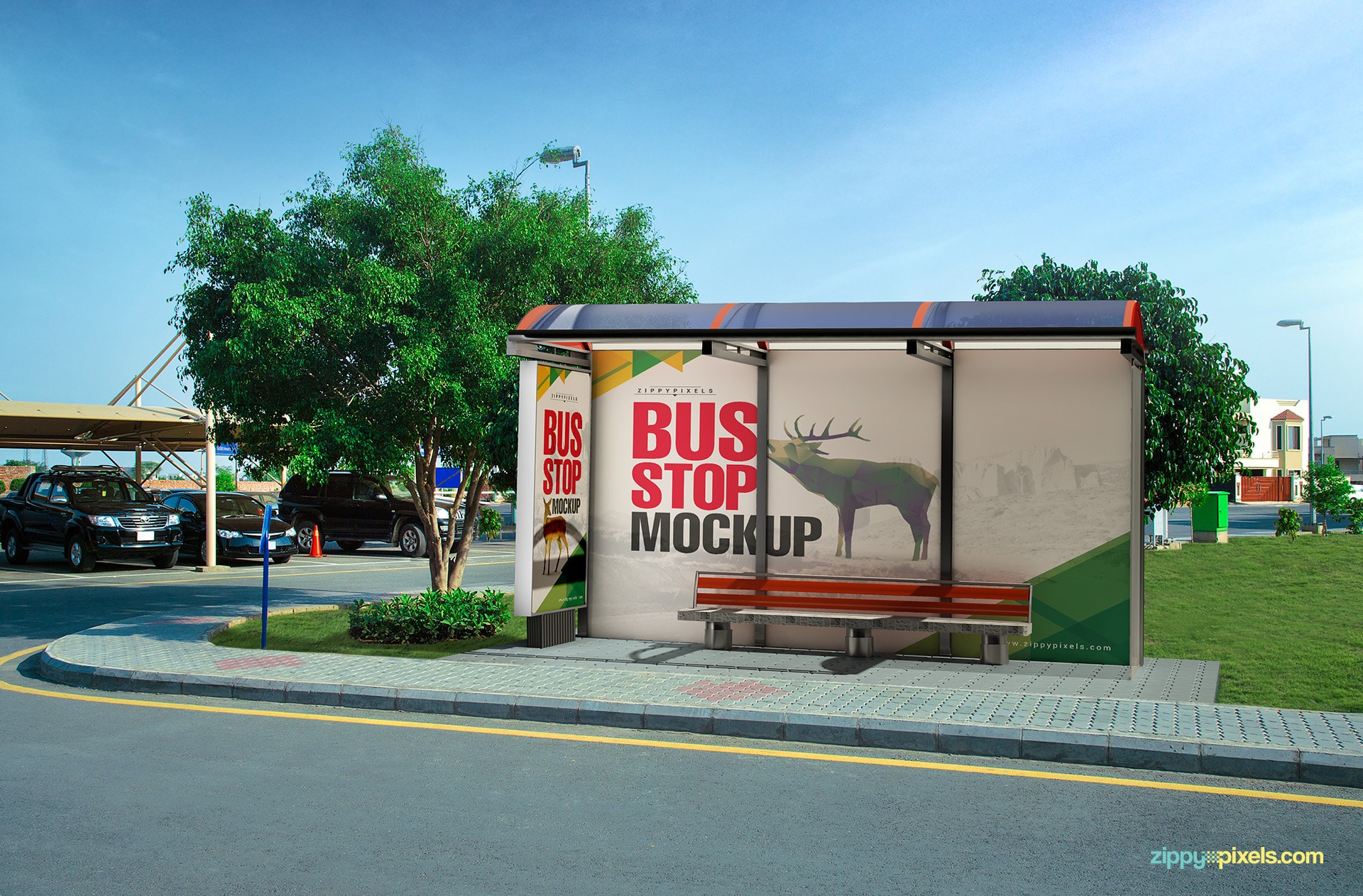 Beautifully created bus shelter mockup