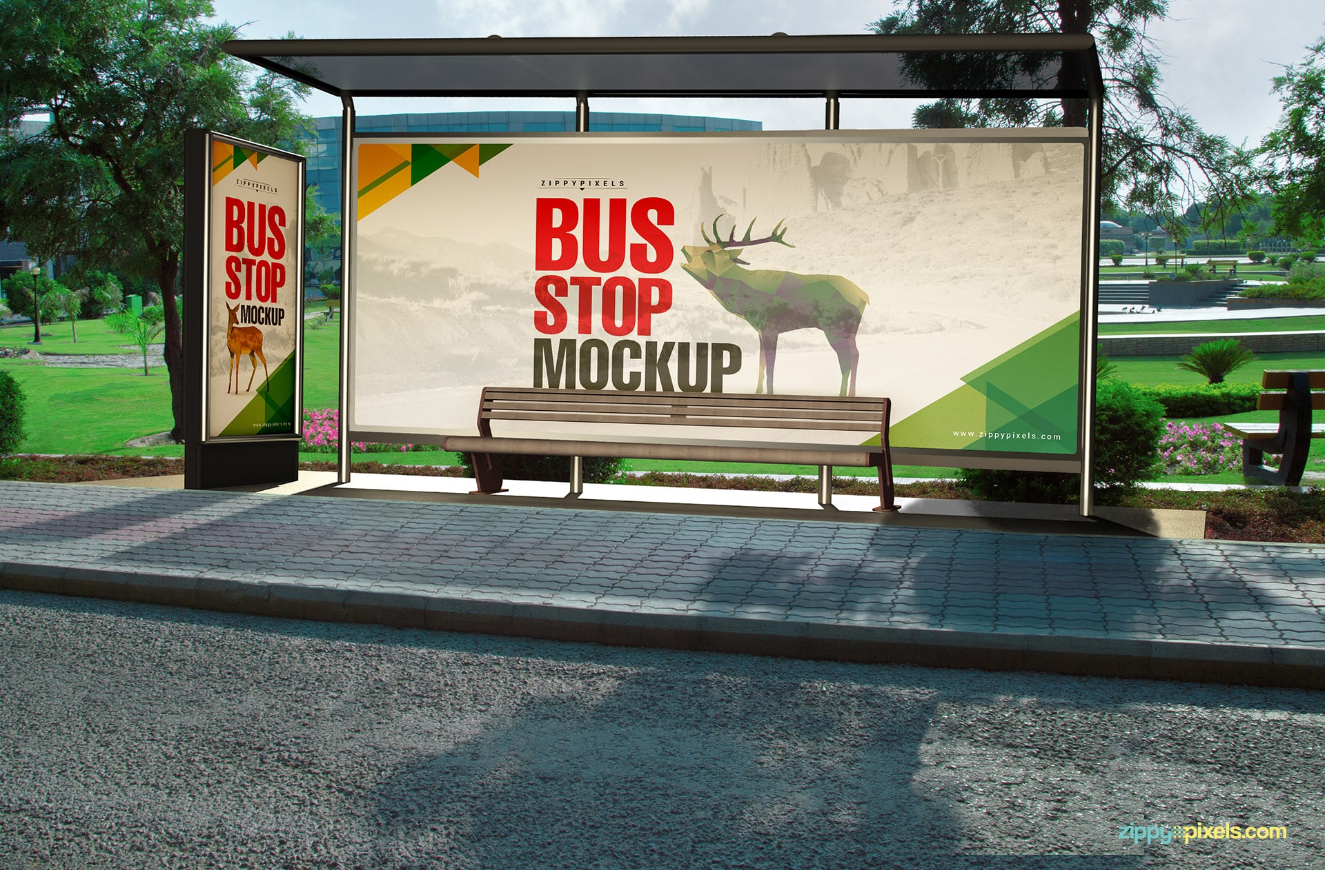 High quality outdoor advertising bus stop mockups