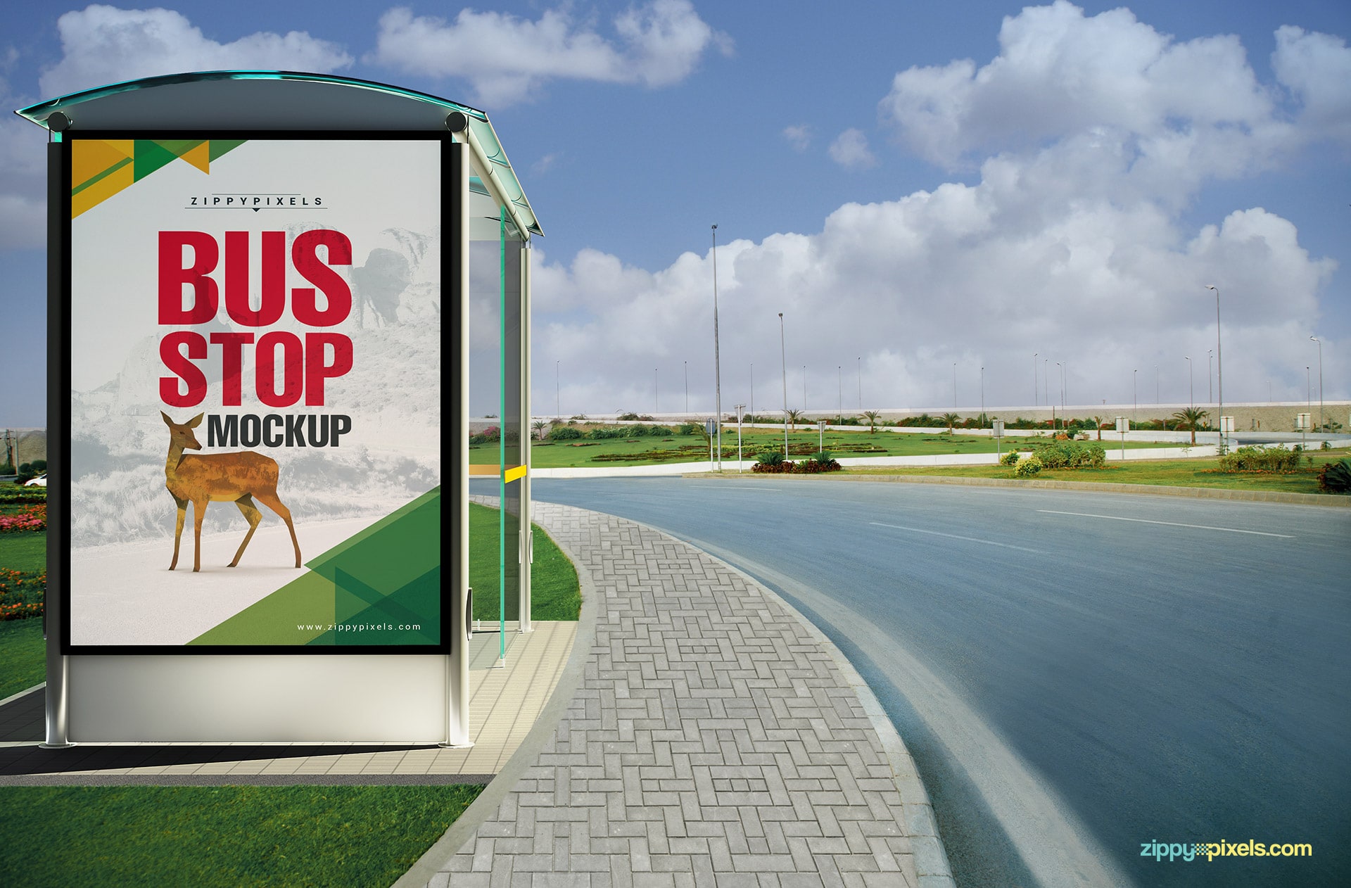 Download Spectacular Bus Stop Mockups And Roadside Poster Mockups Zippypixels Yellowimages Mockups