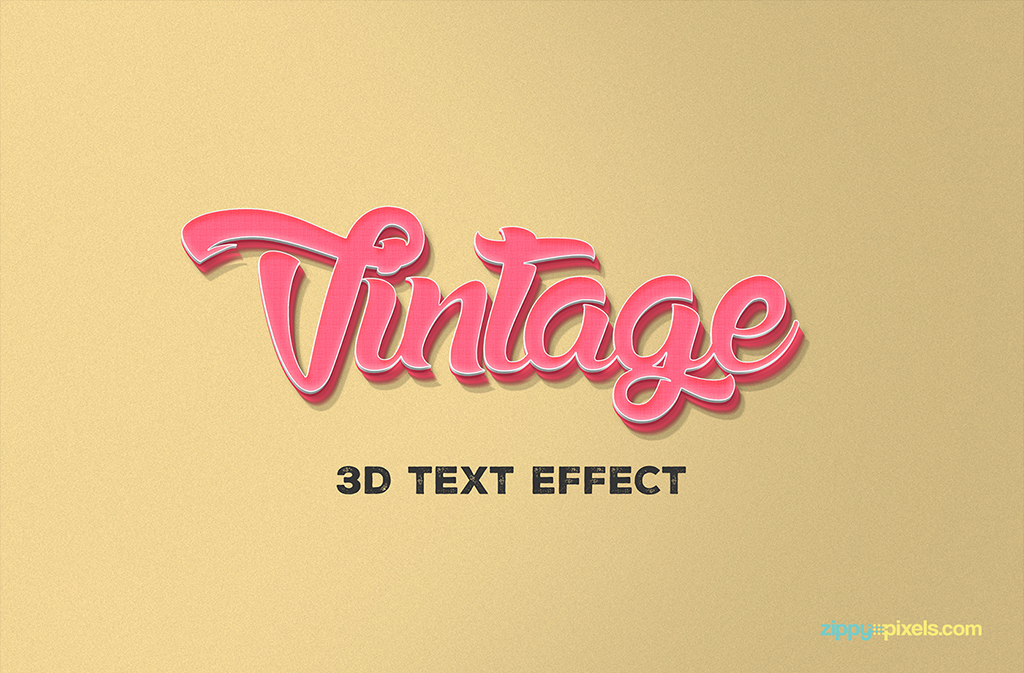 Vintage text effect on yellowish background and pink text color.