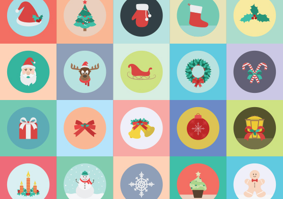 Beautiful and free christmas icons pack for holiday season.