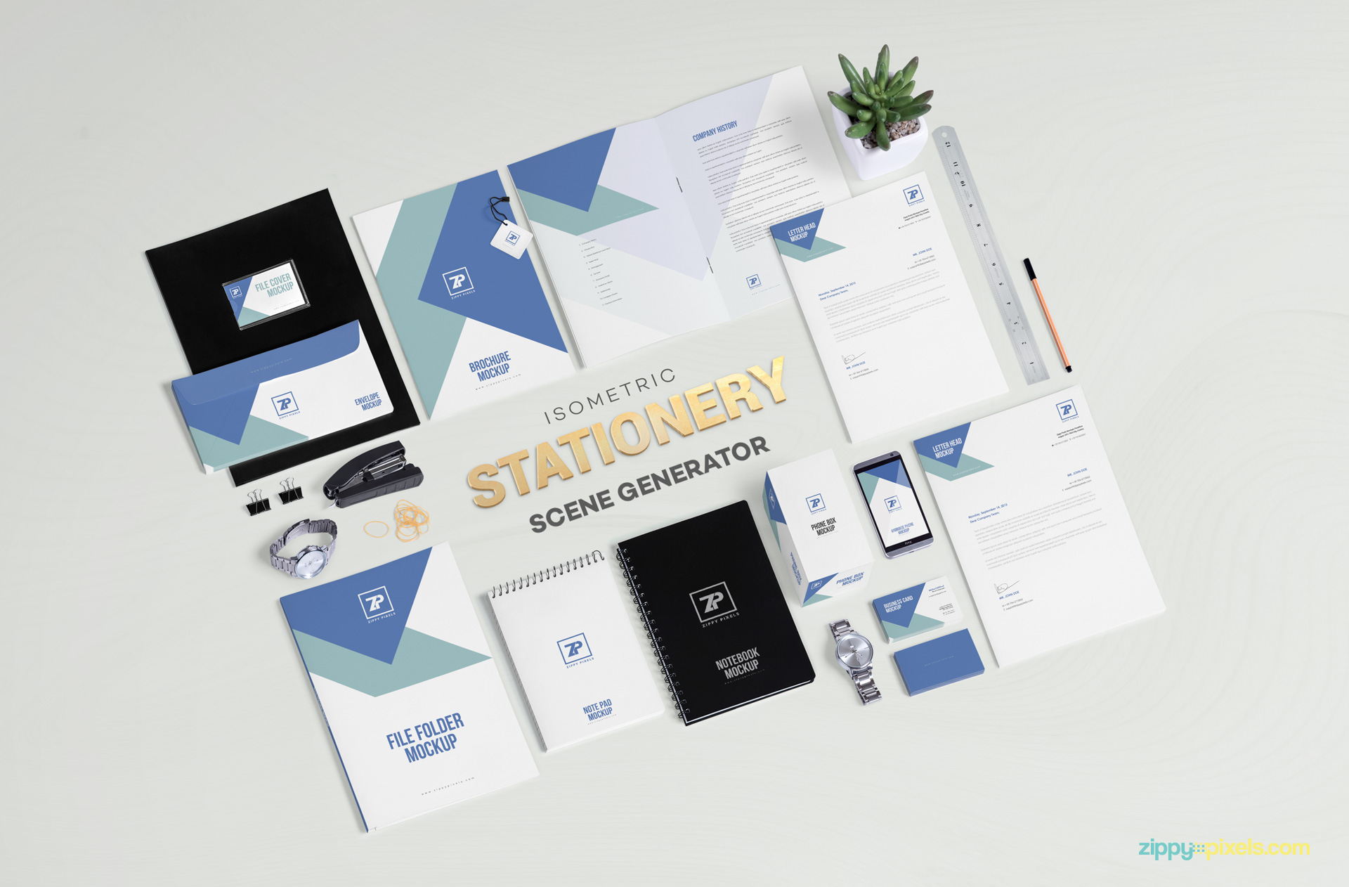 Download Free Stationery Mockup Scene Generator | ZippyPixels