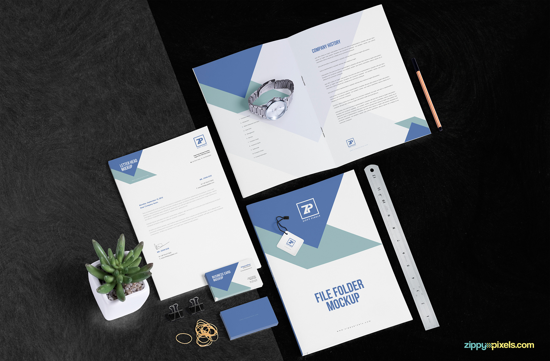 Download Free Stationery Mockup Scene Generator | ZippyPixels