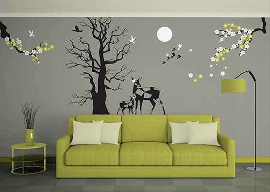 Free Wall Mockup In Gorgeous Living Room Environment