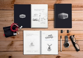 Free Notebook Mockup With Movable Elements