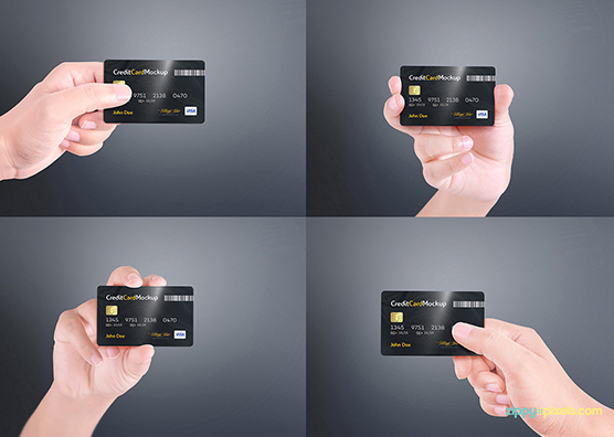 Free Credit Card Mockup With 4 Unique Holding Positions