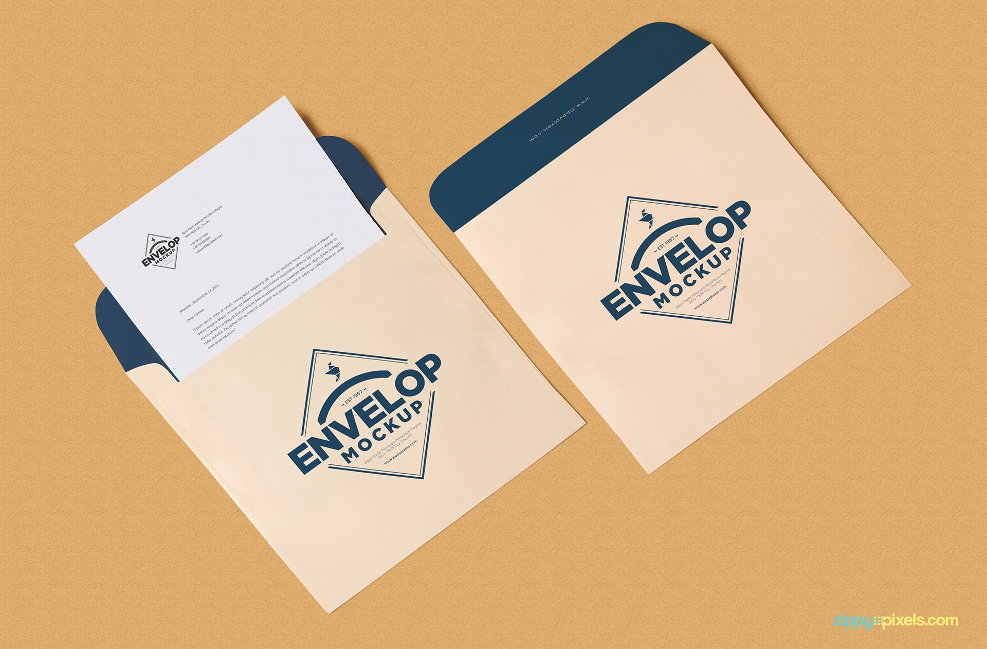 Download Free Envelope PSD Mockup + Letterhead Mockup | ZippyPixels PSD Mockup Templates