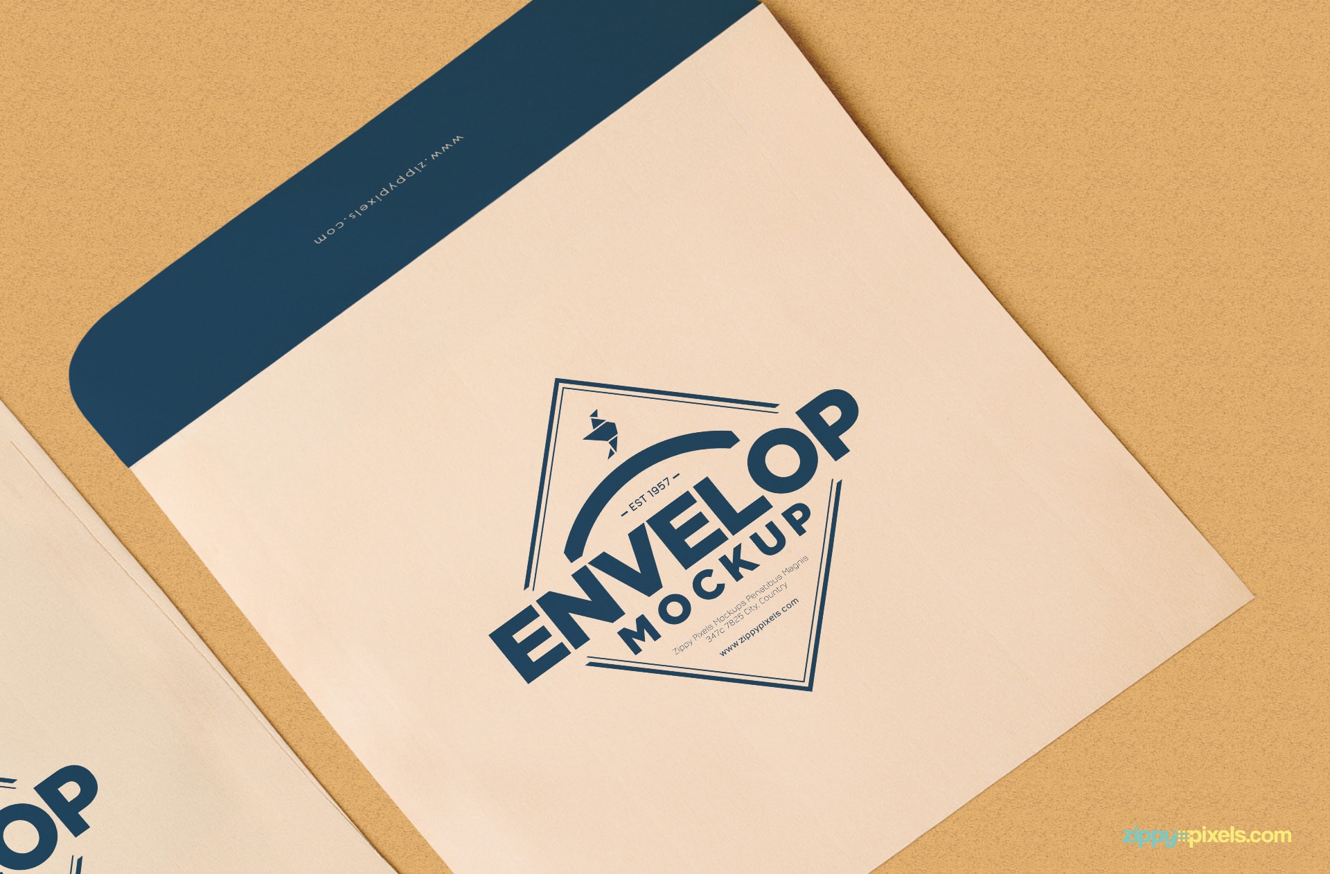 Free Unique Squared Shaped Envelope PSD Mockup + Letterhead Mockup