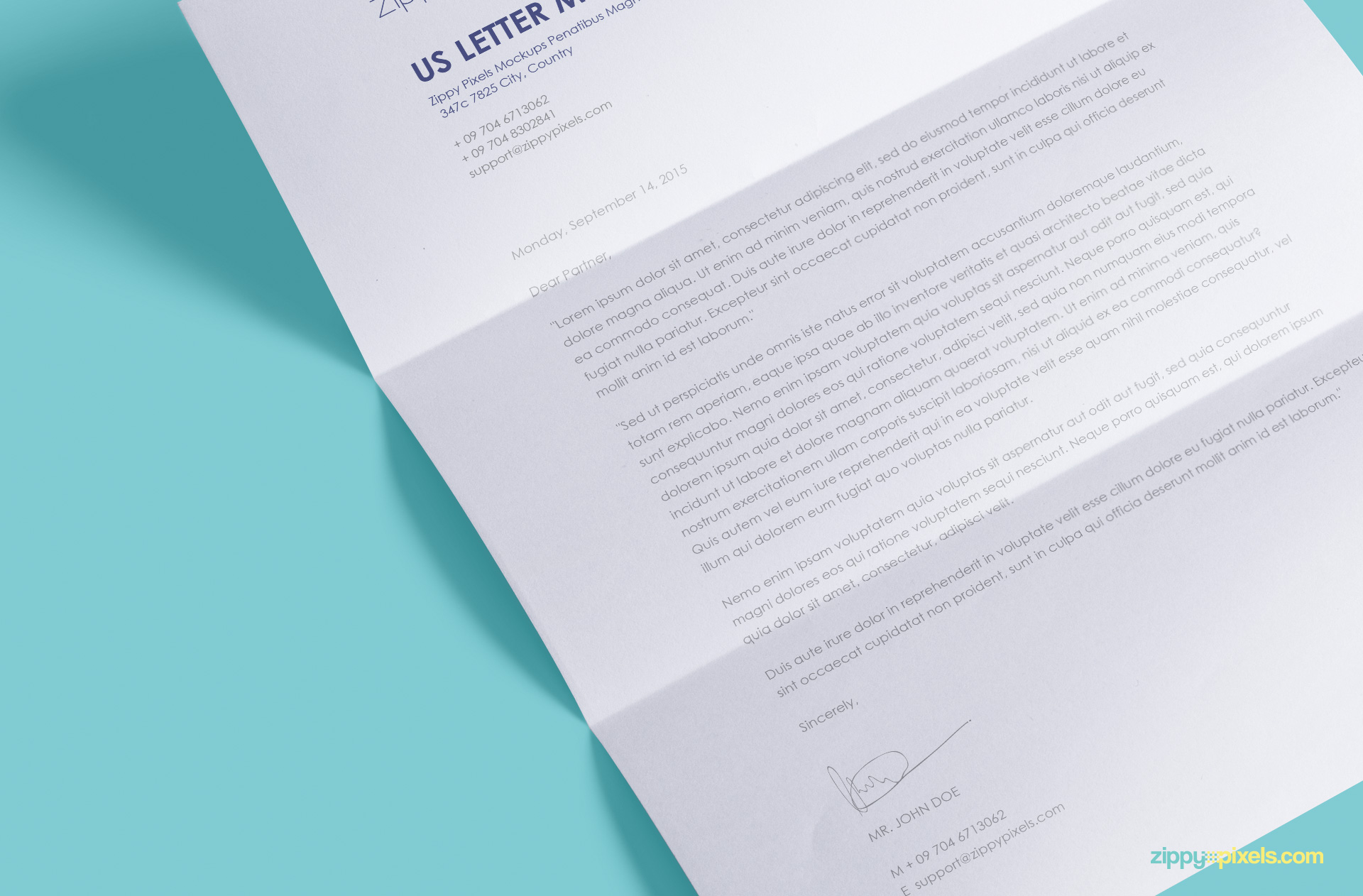 Download Free US Letter Paper Mock-Up | ZippyPixels