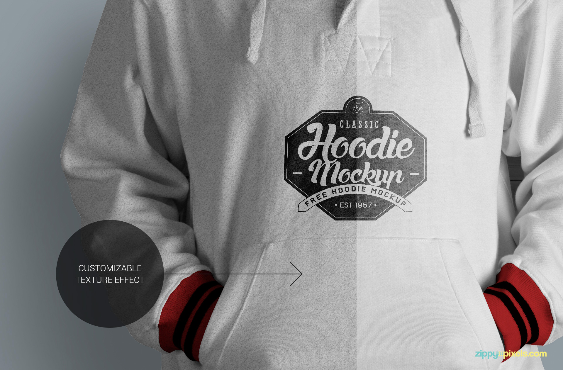 hi-res hoodie mockup with fabric texture effects