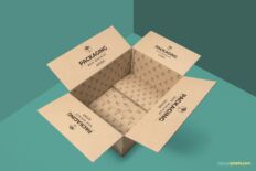 Open Kraft Cardboard Box Mockup for Branding