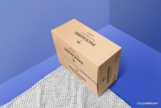 Vertical Kraft Cardboard Box Mockup for Shipping