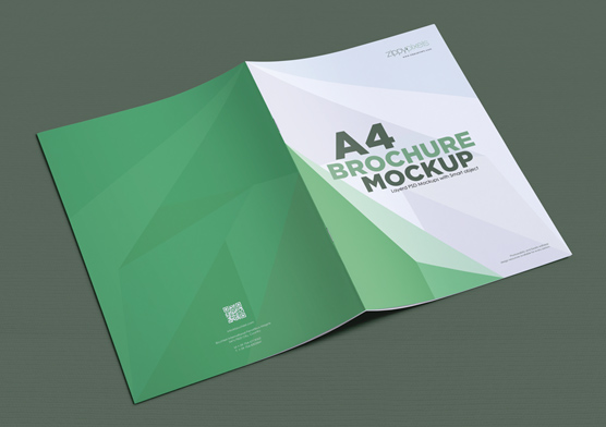 Gorgeous Free A4 Brochure Mockup In Portrait Layout – (4 PSD Files)