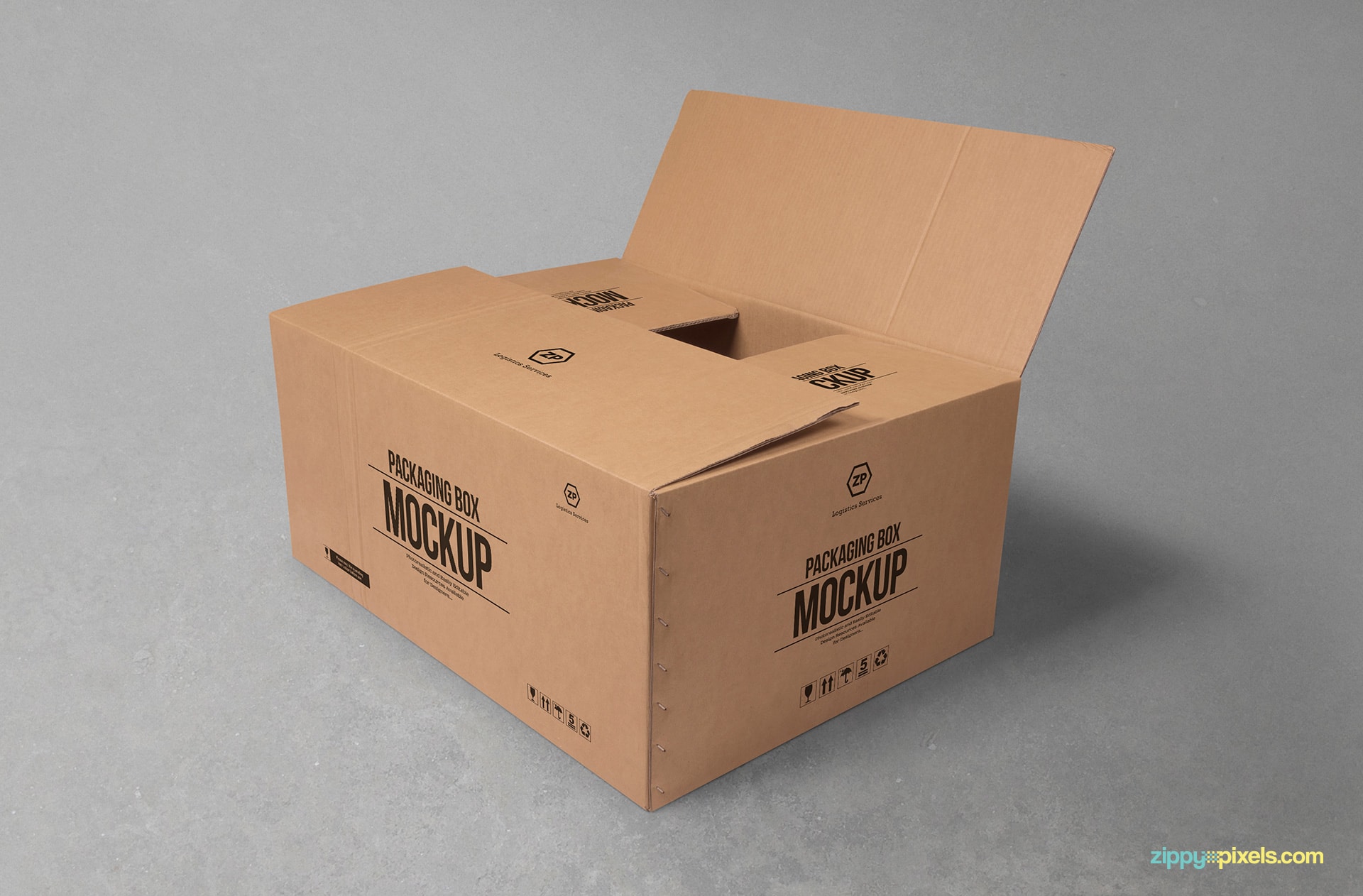 Free Cardboard Box Mockup ZippyPixels