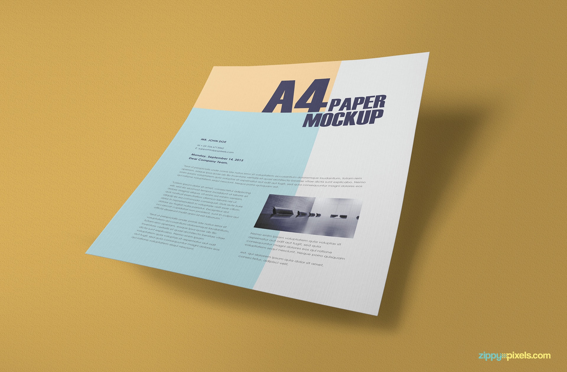 Free A4 Paper Mockup PSD | ZippyPixels