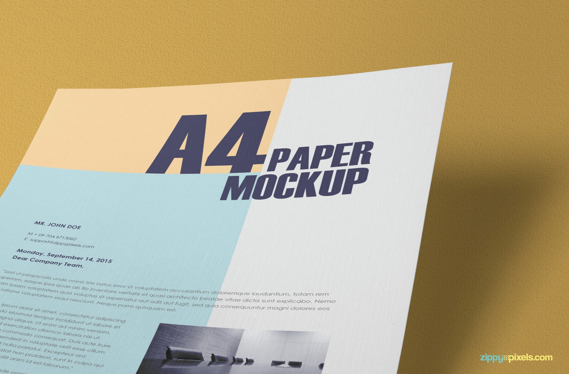 Free Textured A4 Paper Mockup PSD