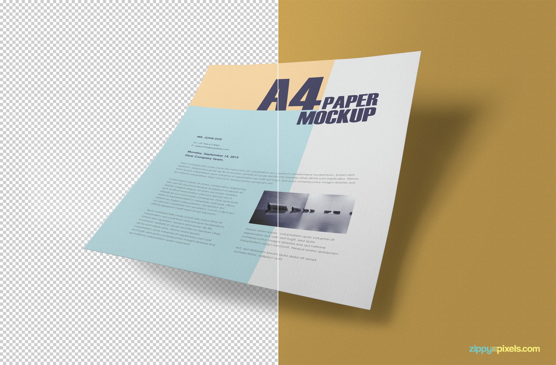 free A4 paper mockup psd in potrait view