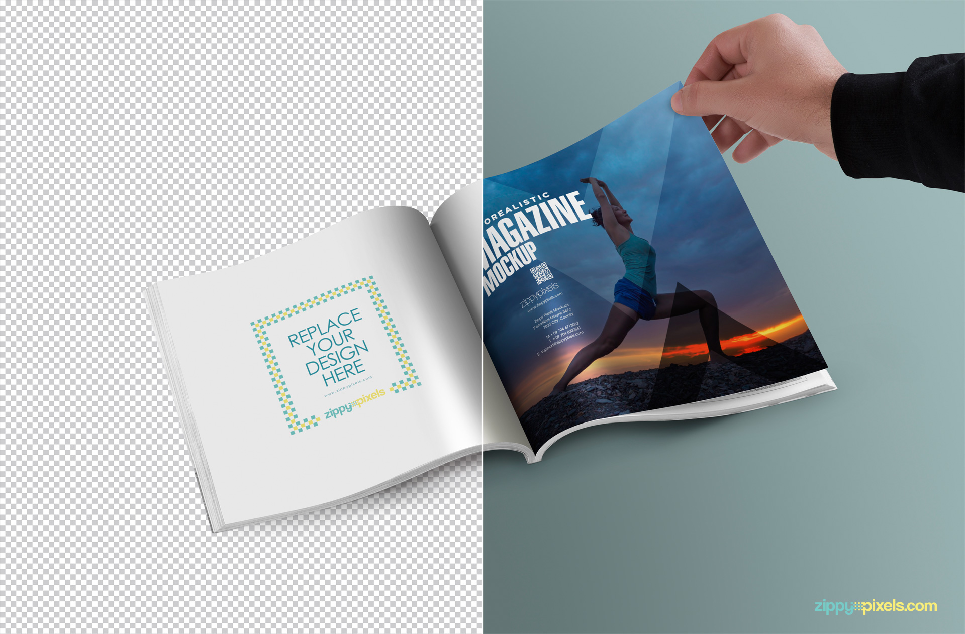 free square mag mockup to display your editorial designs