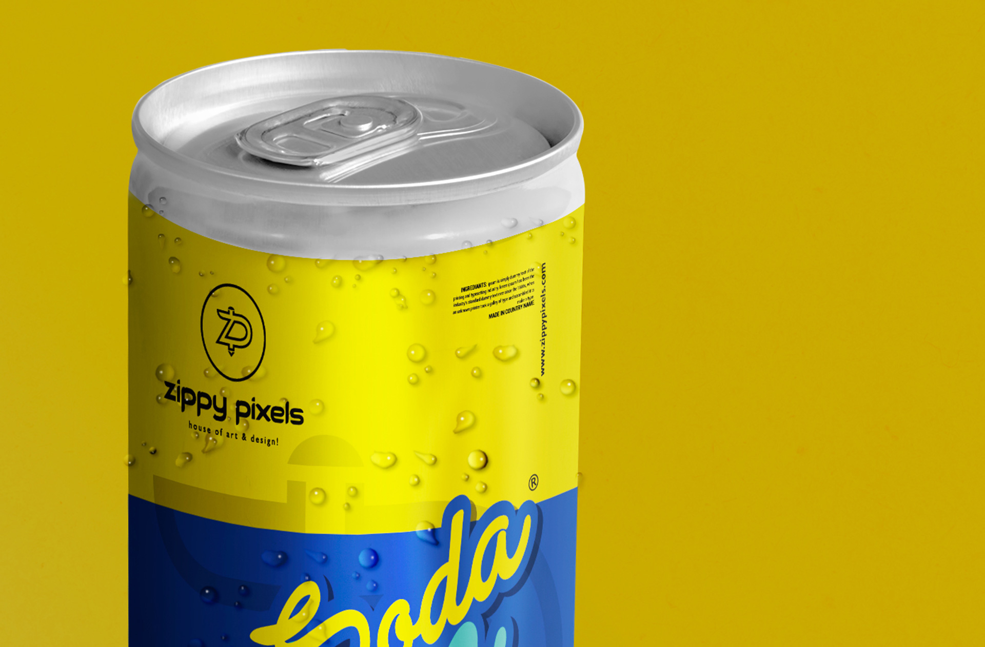 free mockup of soft drink can in high quality