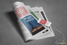 A3 curved newspaper mockup