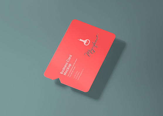 Free Creative Business Card Mockup With Smart Object Based Die Cut & Inner Cut Style