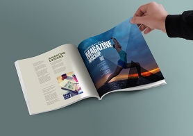 Free Square PSD Magazine Mockup With Customizable Inner Page Design