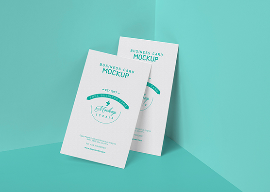 Free Visiting Card PSD Mockup With Customizable Front Design