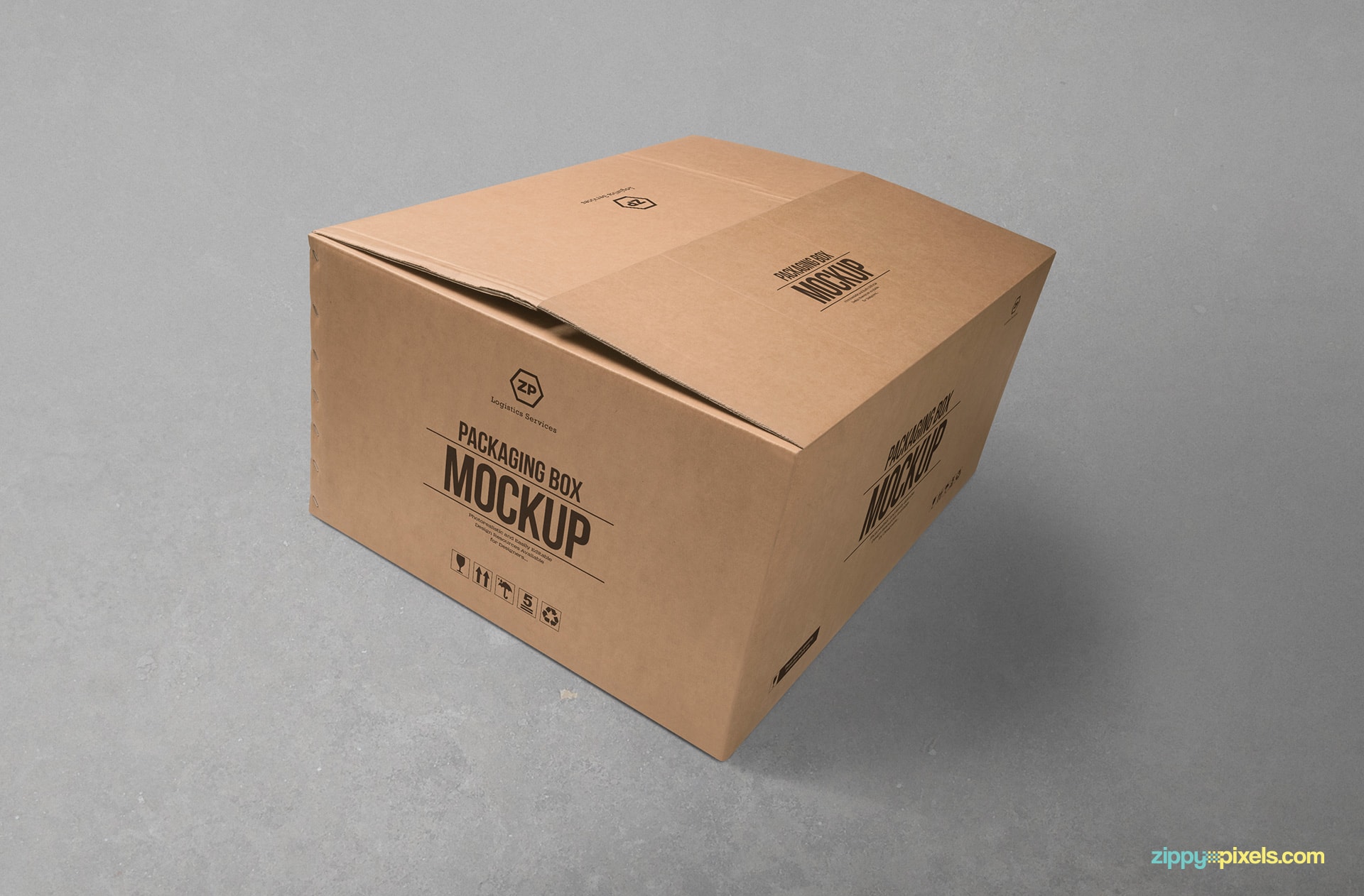 Free Cardboard  Box Mockup  ZippyPixels