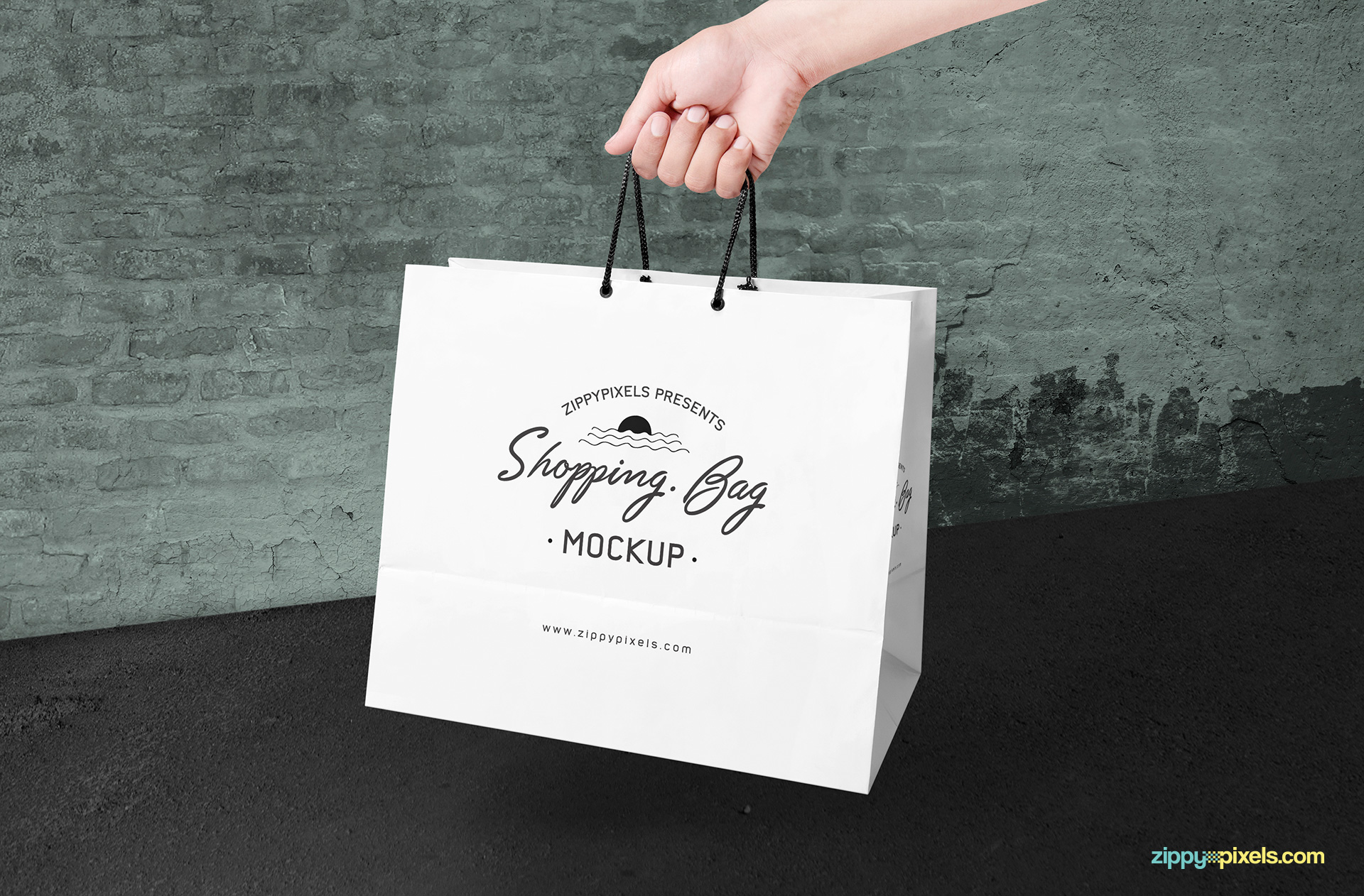 Hand-Held Shopping Bag Mockup with Rope Handles