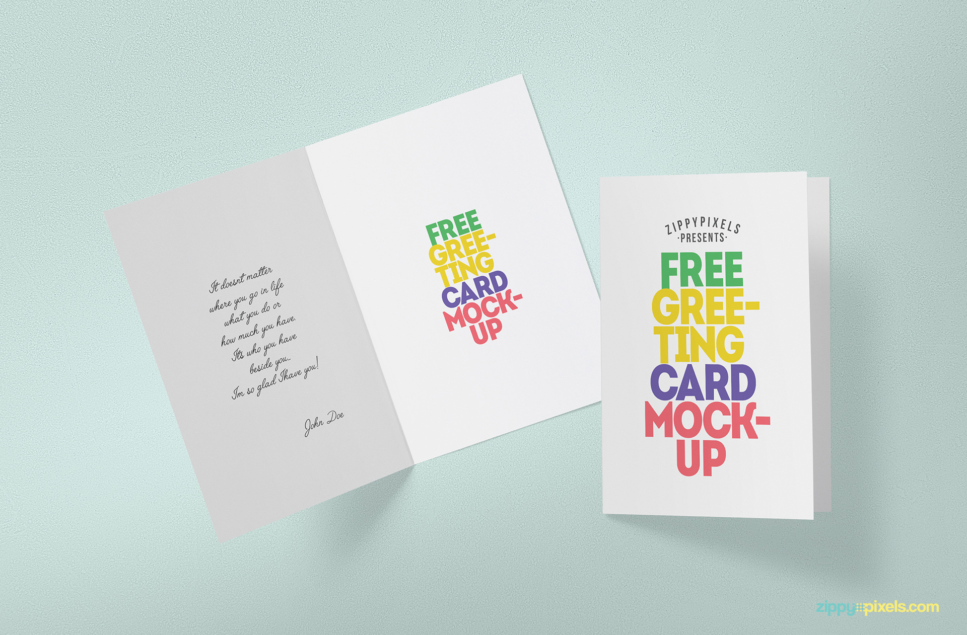 Free greeting card mockup with customizable design