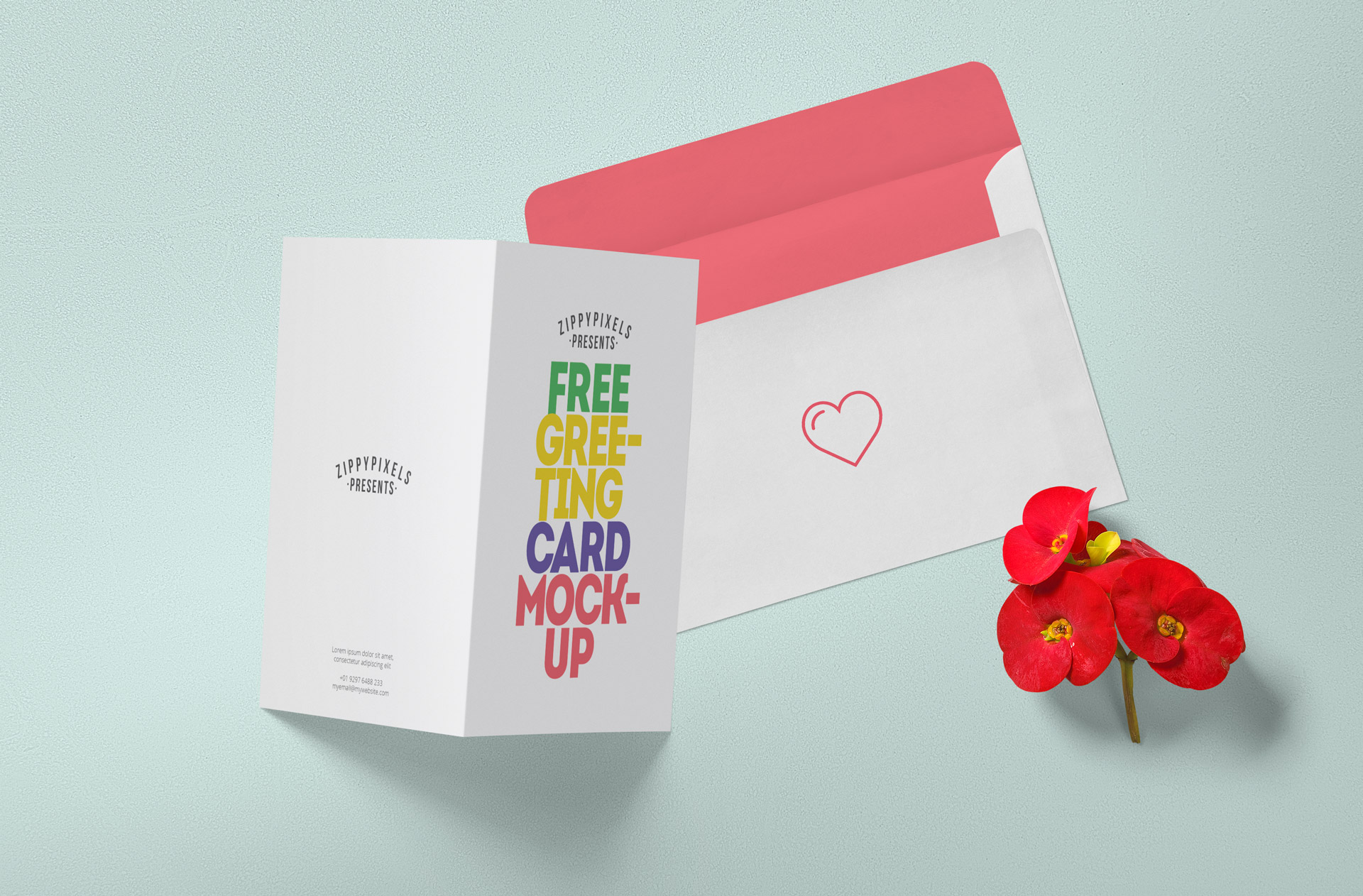 Elegant Greeting Card Mockup with Floral Elements